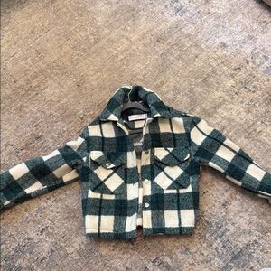 Bershka Green and Cream Jean Jacket